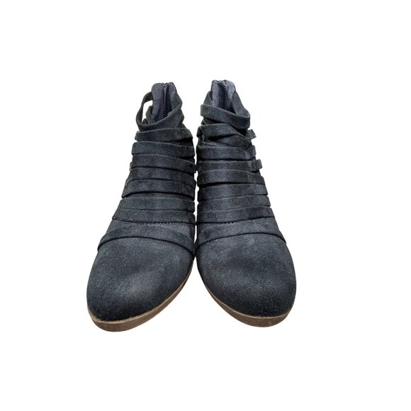 Womens Blue Strappy Ankle Booties With Stacked Heel & Zipper Closure Size 7 - Picture 2 of 7